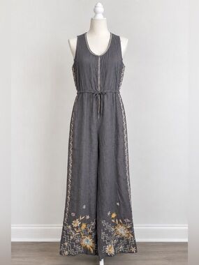Johnny Was Elia Linen Tie Jumpsuit Size Small